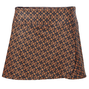 Open image in slideshow, skirt with black background and orange design
